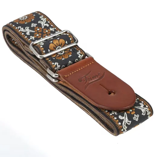 FAME Gitarrengurt Nylon verstellbar mit floralem Motiv