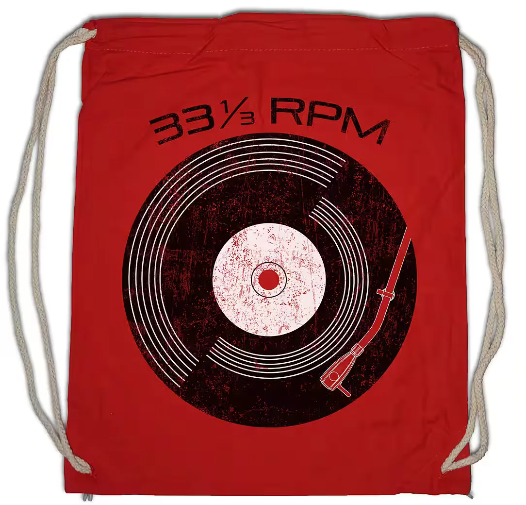 URBAN BACKWOODS Turnbeutel Schallplatte 33 RPM Retro Musik Club Design