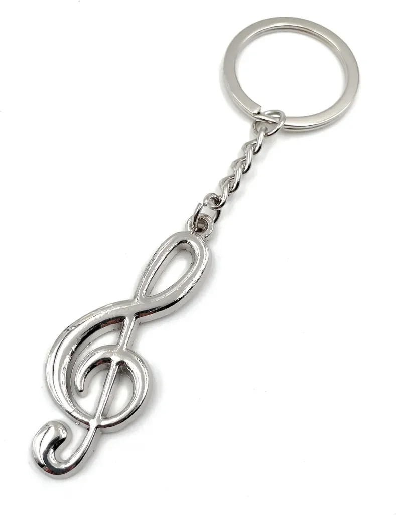 Onwomania Musik-Schlüsselanhänger Dicke Note Metall, Alu-Geschenkbox