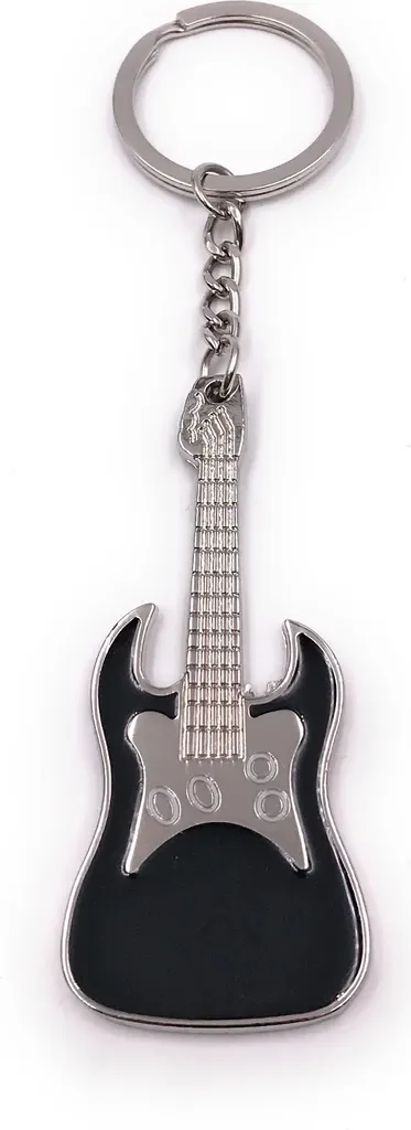 Onwomania Schlüsselanhänger Gitarre schwarz Metall Charm
