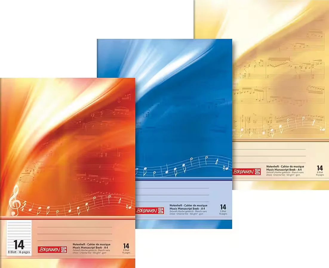 BRUNNEN Notenheft A4 Schulheft Premium Musikpapier für Kompositionen