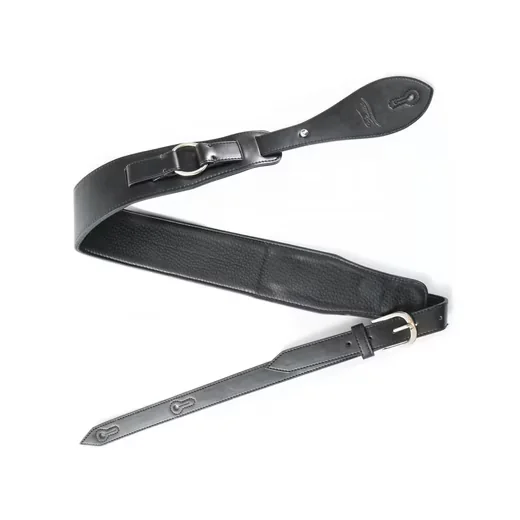 FAME Gitarrengurt aus Vintage-Leder Schwarz